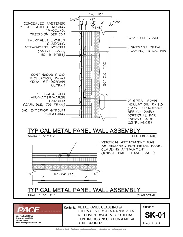 Metal Panel Cladding with XPS Ultra Continuous Insulation Metal